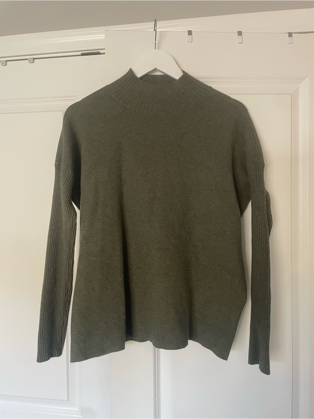 Cyrus Olive Green Ribbed Mock Neck Sweater